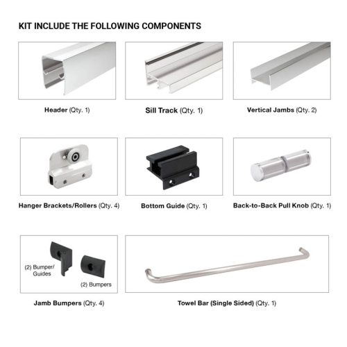 FHC | CDK14 Classic Series Tub Door Sliding Kit for 1/4