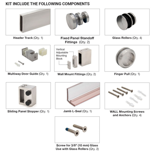 FHC | DEN180BS Denali Series 180 Deg Sliding Shower Door Kit