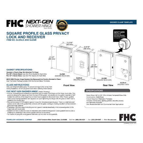 FHC | FHC Glendale Series Swinging Gls Door Lock Slide Bolt Action