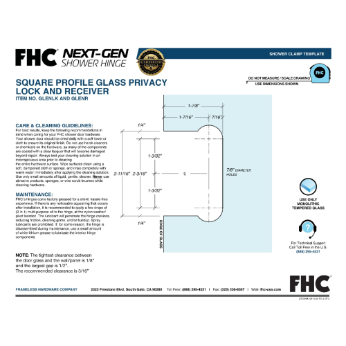FHC | FHC Glendale Series Swinging Gls Door Lock Slide Bolt Action