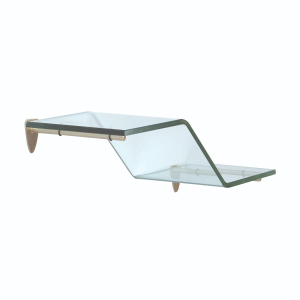 FHC 6" x 18" Wave Glass Shelf - Satin Nickel