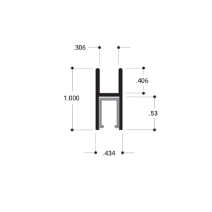 FHC Aluminum 'H' Bar for FHC Tracks 144" with Plastic Liner
