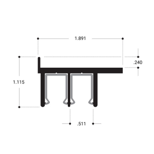 FHC Wood End Showcase Upper Track 144" Long Aluminum Extrusion - Clear Anodized