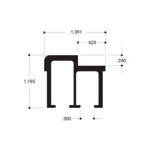 FHC Wood End Showcase Upper Track 144" Long Aluminum Extrusion