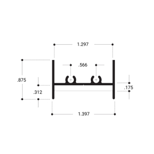 FHC Wood End Showcase Vertical Jamb 144" Long Aluminum Extrusion