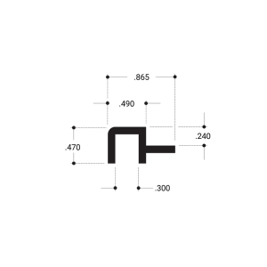 FHC Wood End Showcase Top Rail 144" Long Aluminum Extrusion