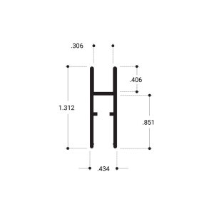 FHC Aluminum H-Bar Extrusion 144" Length 3/16"-1/4" Glass