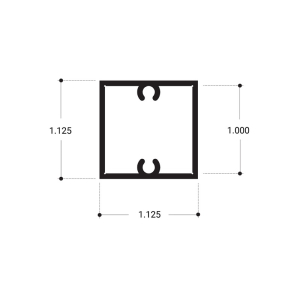 FHC 1-1/8" Square Partition Post 144" Long Extrusion