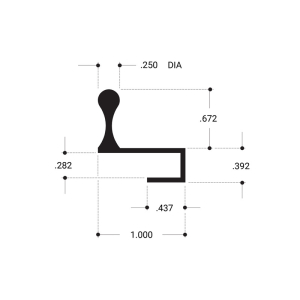 FHC 7/16" Finger Pull Extrusion 144" Long 1/4" Glass