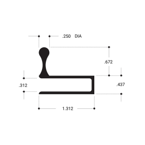 FHC 1-5/16" Finger Pull 144" Long Extrusion 1/4" Glass - Brite Anodized