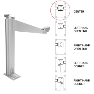 FHC Custom 995 Partition Post Center with Top Shelf Bracket for 1/4" and 3/16" Glass