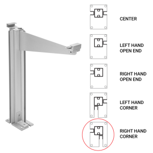 FHC Custom 995 Partition Post Right Corner with Top Shelf Bracket for 1/4" and 3/16" Glass