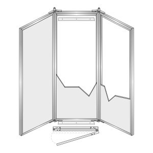 FHC Custom Triple Mirror Frame with 11/16" Face and Offset Adjustable Tension Hinge