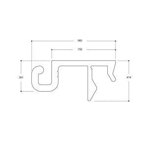 FHC Aluminum 1/4" Offset Glazing Adapter - 24'-1" Length