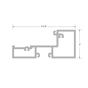 FHC Aluminum 2" x 4-1/2" Door Transom Header with 1/4" to 1" Glass Pocket for - 24'-1" Length