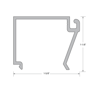 FHC Aluminum 2" x 4-1/2" Sample Center Glaze Snap On Glass Stop for 1" Glass