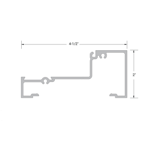 FHC Aluminum 2" x 4-1/2" Center Glaze Sill/Horizontal Member for 5/8" to 1" Glass - 24'-1" Length