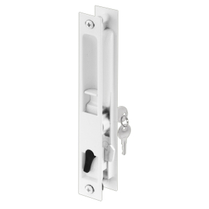 FHC Sliding Door Flush Handle Set - Keyed - White Diecast 