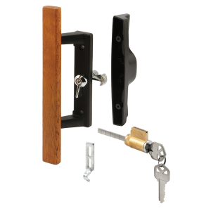 FHC Internal Door Handle Set with Wood Pull - Keyed - Black 