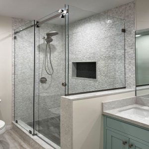 FHC Denali Series 180 Deg Sliding Shower Door Kit - Polished Stainless