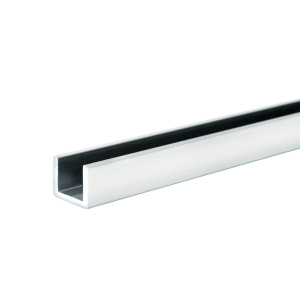 FHC Regular U-Channel 3/8" Glass 12' Long - Brite Chrome Anodized