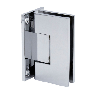 FHC Venice Adjustable Square Wall Mount Hinge Full Back Plate - Polished Chrome