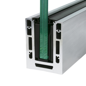 FHC Achieve Base Shoe 120" Length Drilled 6" C.T.C. Mill Aluminum 13/16" Laminated Glass