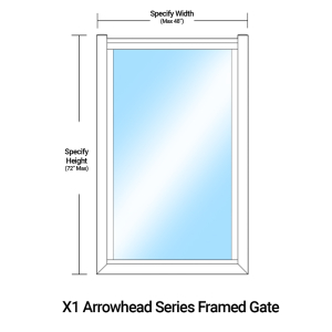 FHC X1 Arrowhead Series Framed Gate with Sash for 1/4" Glass