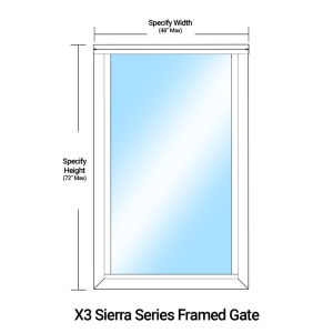 FHC X3 Sierra Series Framed Gate with Sash for 1/4" Glass