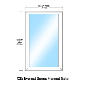 FHC X35 Everest Series Framed Gate with Sash for 1/4" Glass