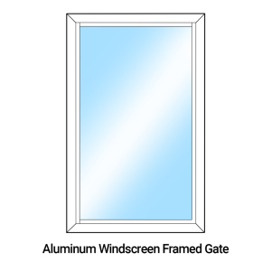 FHC Aluminum Windscreen Framed Gate 2-3/8" Square Frame with Sash for 1/4" Glass