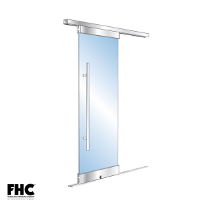 FHC BRS100 Bottom Rolling Door System -X- Single Slider - 4" Square Top & Bottom Rail