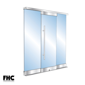 FHC BRS200 Bottom Rolling Door System OXO Bypass Single Slider - 4" Square Top & Bottom Rail