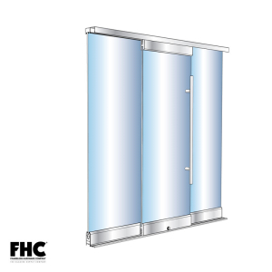 FHC BRS200 Bottom Rolling Door System OXO Bypass Single Slider - 4" Tapered Top & Bottom Rail