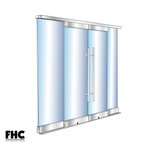 FHC BRS200 Bottom Rolling Door System OXXO Bi-Part Double Slider - 4" Tapered Top & Bottom Rail