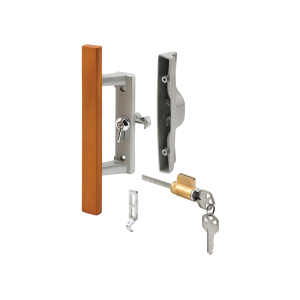 FHC Diecast With Wood Handle - Gray - Patio Door Handle - Tee Lock - Keyed