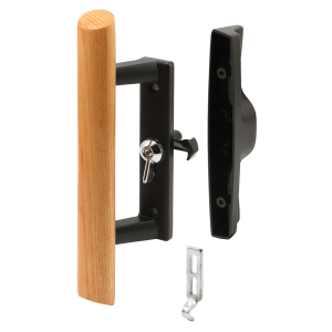 FHC Black Diecast With Hardwood Handle Surface Hook Sliding Patio Door (Single Pack)