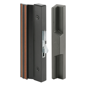 FHC Sliding Patio Door Handle Set - 4-15/16" - Extruded Aluminum - Hook Latch - Black W/Wood Grain