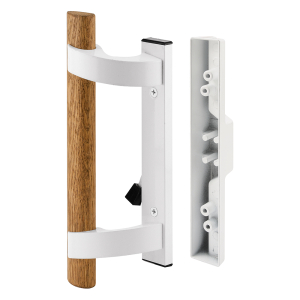 FHC Patio Door Mortise Style Handle - White Diecast With Wood Handle (Single Pack)