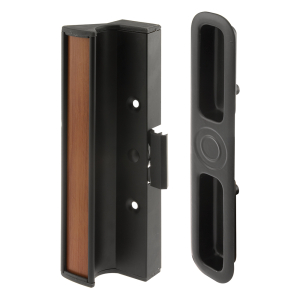 FHC Aluminum Black Finish - Patio Door Handle Surface Mount With Clamp Latch - International Windows (Single Pack)