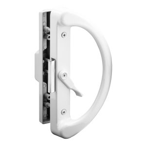 FHC Non-Keyed Sliding Glass Door Handle Set - White Diecast - Clamp Style - Surface Mount (Fits 4-15/16” Hole Spacing)