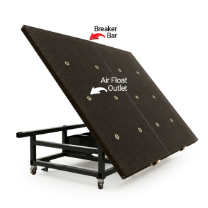 FHC 8' x 10' Counterbalance Tilt-Top Carpeted Glass Cutting Table With 12 Outlet Air Float And Breaker Bar