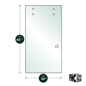 FHC 3/8" Clear Tempered Glass For Clear Water Shower Slider 30" x 65-5/8" - Prep for Finger Pull