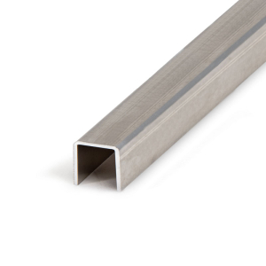 FHC Top Cap Wet Glaze U-Channel for 1/2" - 98" Long - Brushed Stainless