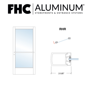 FHC 200 Series Stock Narrow Stile Single Aluminum Door - RHR - Satin Anodized