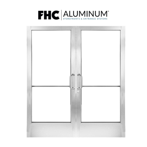 FHC 300T Medium Stile Pair of Doors - 72" x 84" PRSO - 1" Glass Stops - Offset Pivots - Satin Anodized