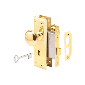 FHC Mortise Keyed Lock Set With Polished Brass Knob - Fits 1-3/8"-1-3/4" Interior Doors - Polished Brass (Single Pack)