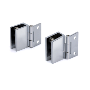 FHC Mini Wall Mount Set Screw Hinges for 3/16" to 1/4" Glass - Chrome - 2pk