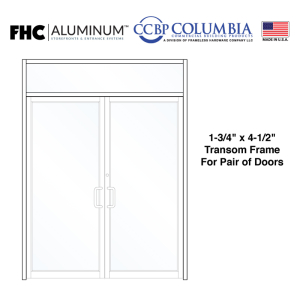 FHC 1-3/4" x 4-1/2" Transom Frame for Pair of Doors with No Hinge Prep and No Closer  - No Threshold  - Satin Anodized  - Standard Size / Hardware Prep