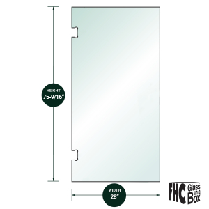 FHC 3/8" Clear Tempered Glass For Glendale/Preston SD Hinge 28" x 75-9/16" - Prep for 6" CTC Handle